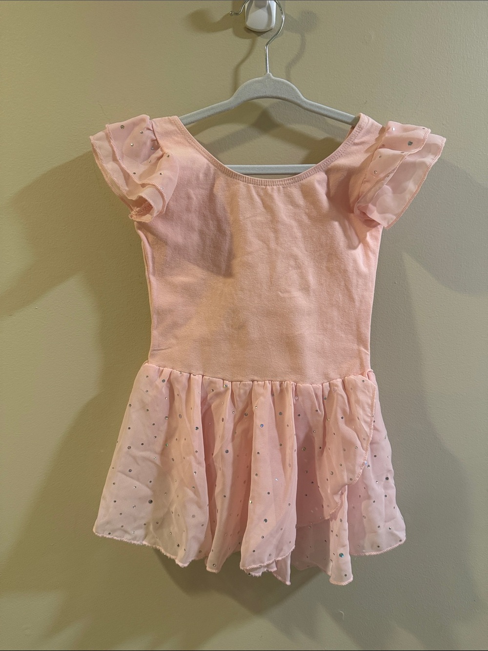 Girls' Ballet Tutu Dress in Light Pink with Sparkle Trim